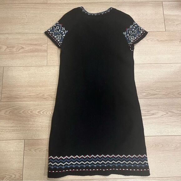 Sundance Black Embroidered Lapland Lambswool Nordic Sweater Dress Size XS - Picture 5 of 5